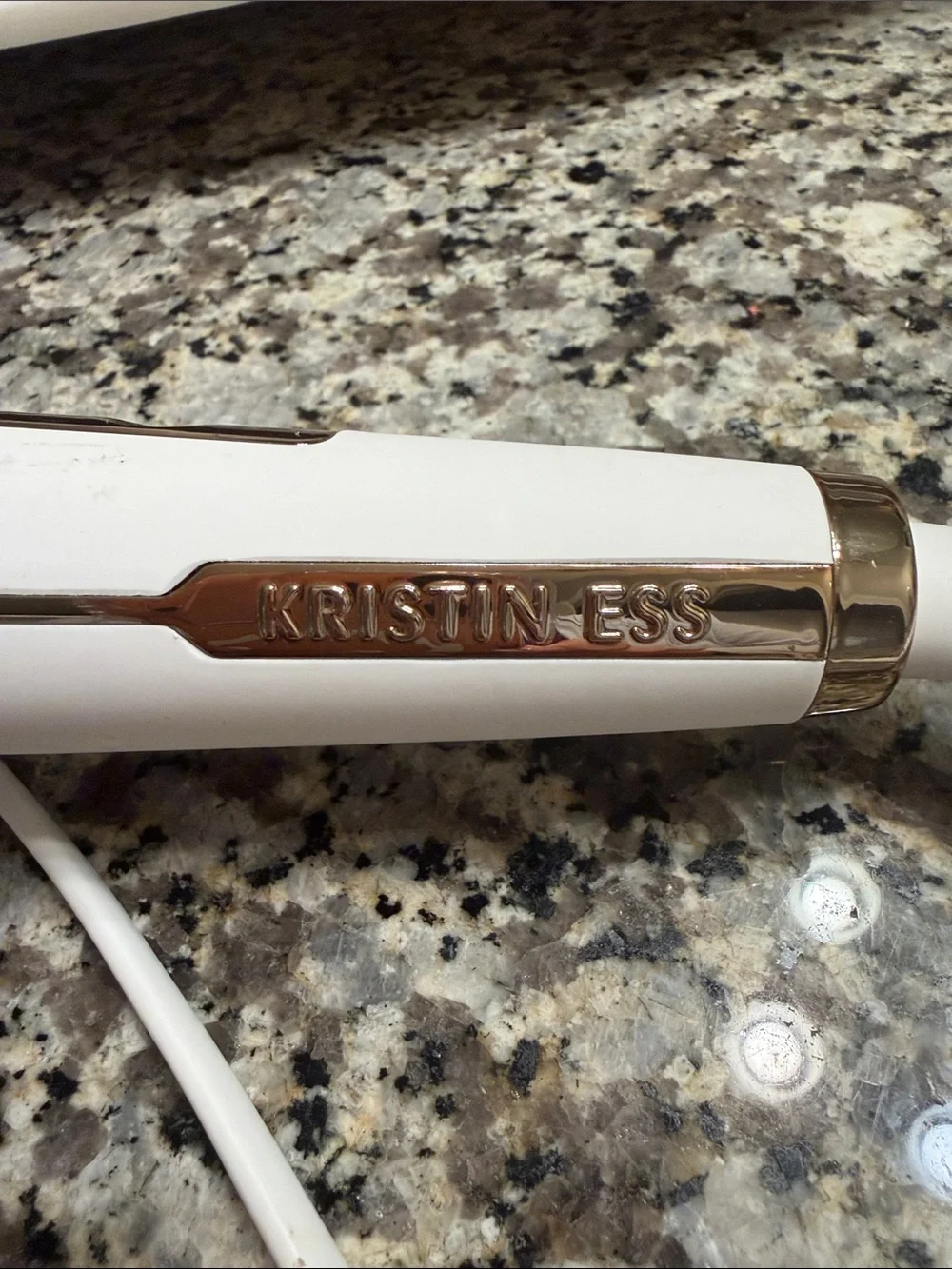 Gold Barrel Hair Styling Wand with White Handle